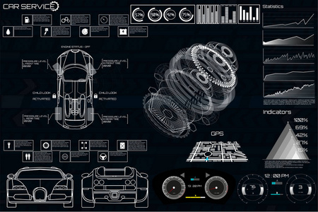 汽车服务的风格。汽车图表
