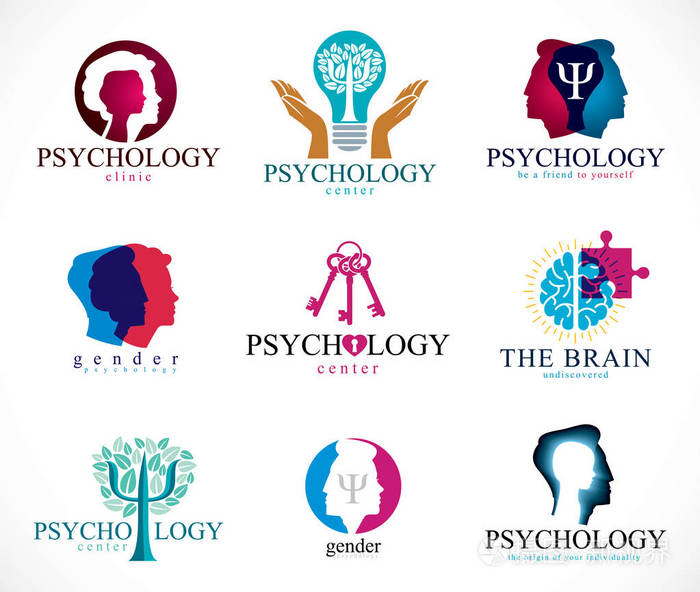 白色背景下的心理学概念集