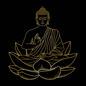 在家的大窗户附近冥想,孤立无援佛陀坐在莲花上泰国纹理风格背景,佛教