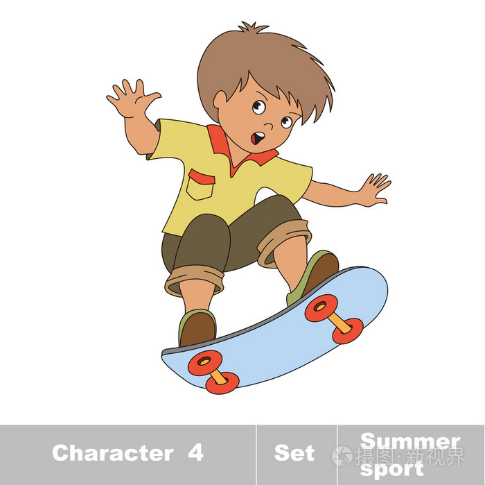 玩滑板.一个婴儿男孩溜冰滑板上插画-正版商用图片0chtxv-摄图新视界