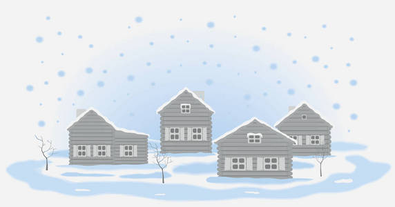 冬天风景的木房子的插图