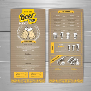 老式啤酒菜单设计的纸板背景图片