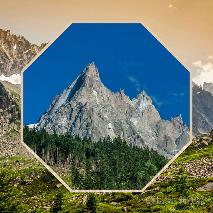 拼贴的霞慕尼勃朗峰,法国