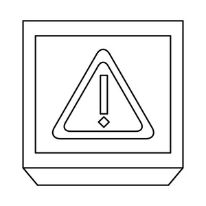 单色轮廓与框架与三角惊叹号