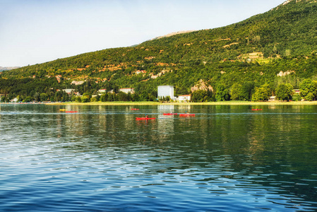 奥赫里德湖马其顿共和国巴尔干的旅游皮艇