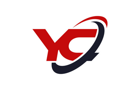 yc 徽标旋风椭圆红色字母矢量概念照片