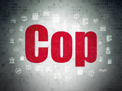 法律概念 Cop 数字数据纸张背景上
