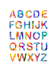 三角矢量字母表。多彩多姿的信件