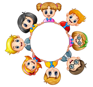 小孩伙伴卡通小孩环绕框架照片