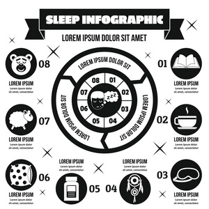 睡眠的信息图表概念，简单的样式