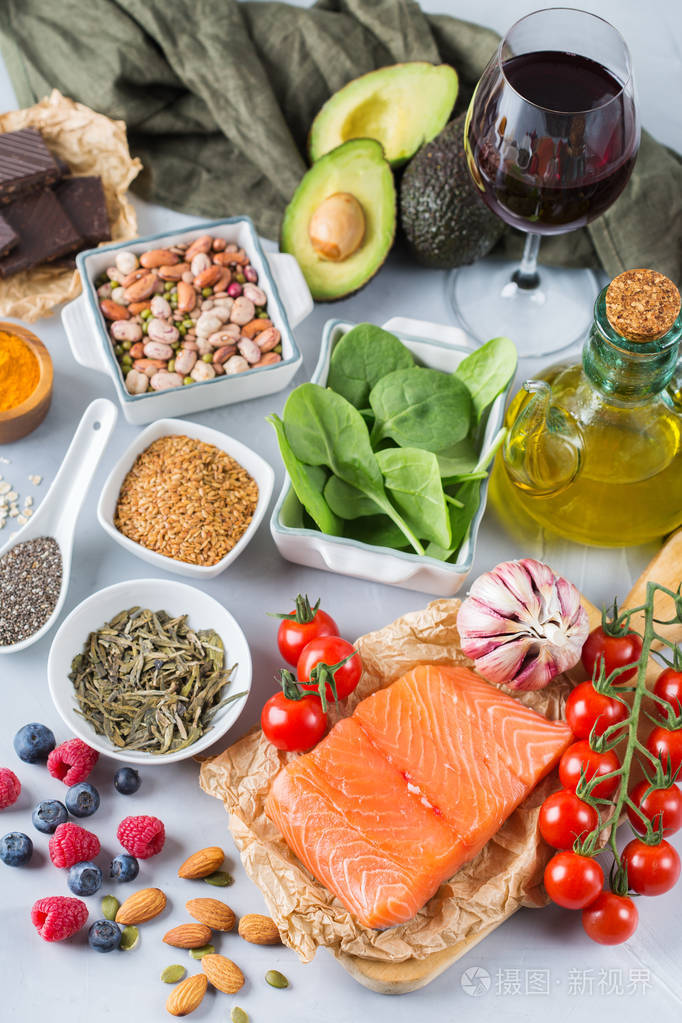 各种各样的健康食品低胆固醇