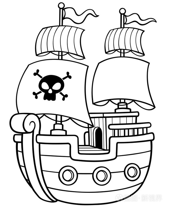 海盗船简笔画 画法图片