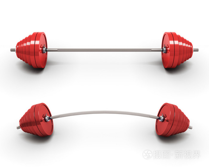 孤立在白色背景上的红色杠铃