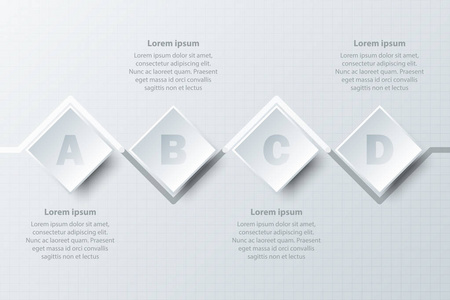 在时间线上的网站演示文稿封面海报矢量设计信息图图概念四个题目简单白皮书 3d 广场