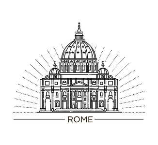 S 圣伯多禄大教堂，罗马，意大利矢量线图