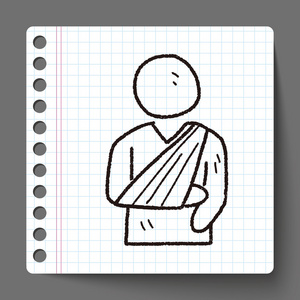 夹板剪影骨折的手涂鸦照片