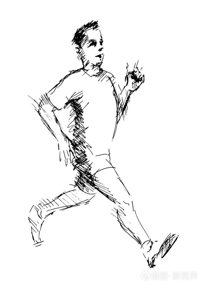 手绘的奔跑的人