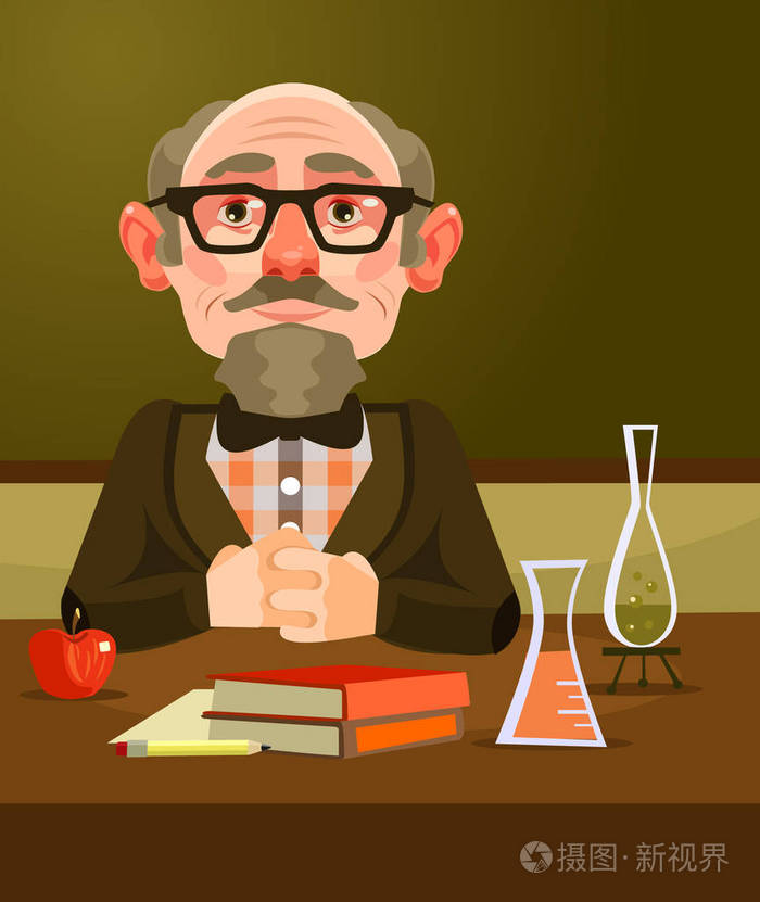 老师教授的字符.矢量平面卡通插画