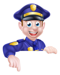 卡通警察指向照片