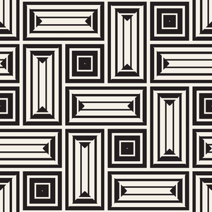 矢量无缝黑色和白色线条图案抽象背景。十字形状几何拼接装饰