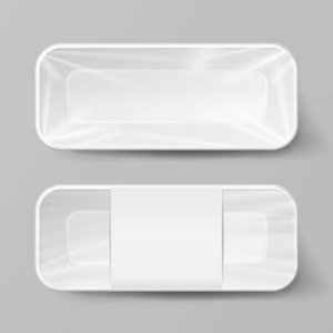 模板空白白色塑料食品容器集。向量模拟了模板准备好您的设计