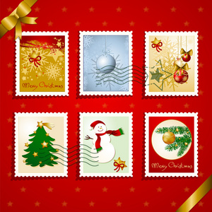 圣诞邮票和邮戳