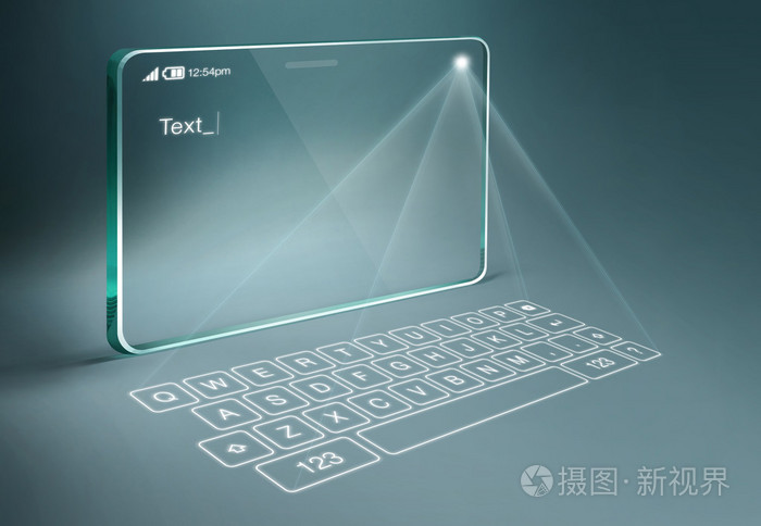 与数字虚拟键盘透明平板电脑