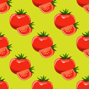 番茄和番茄无缝背景片。平面和固体颜色设计矢量