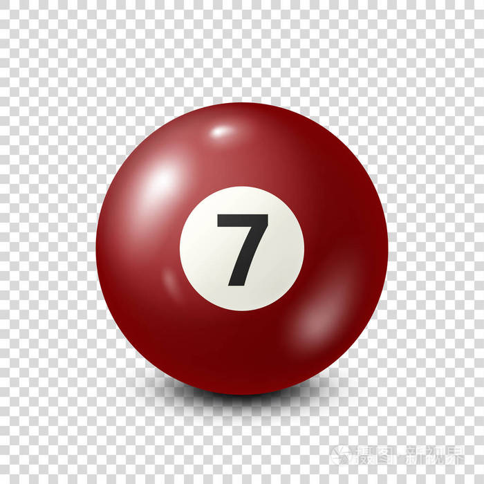 台球,红池球号码 7.snooker.透明背景.矢量图