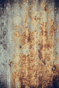 旧的生锈瓦楞纸锡锌金属墙的复古色调