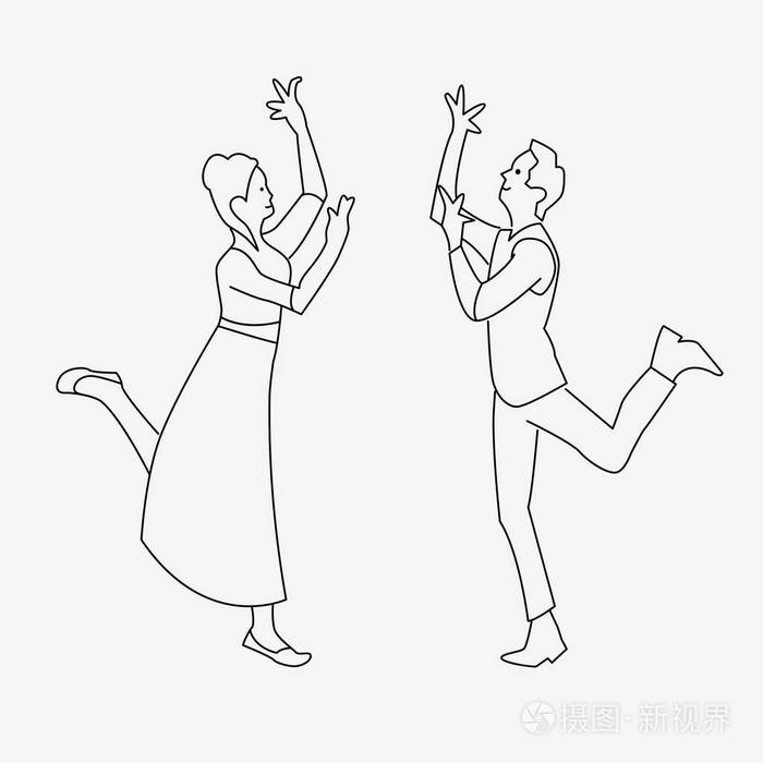 两个跳舞的人简笔画图片
