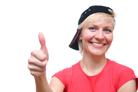 ok 手指的女人女商人持有 ok 的手势到剪贴板健身女人拿着苹果和显示