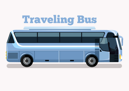 旅游巴士矢量平面插画照片