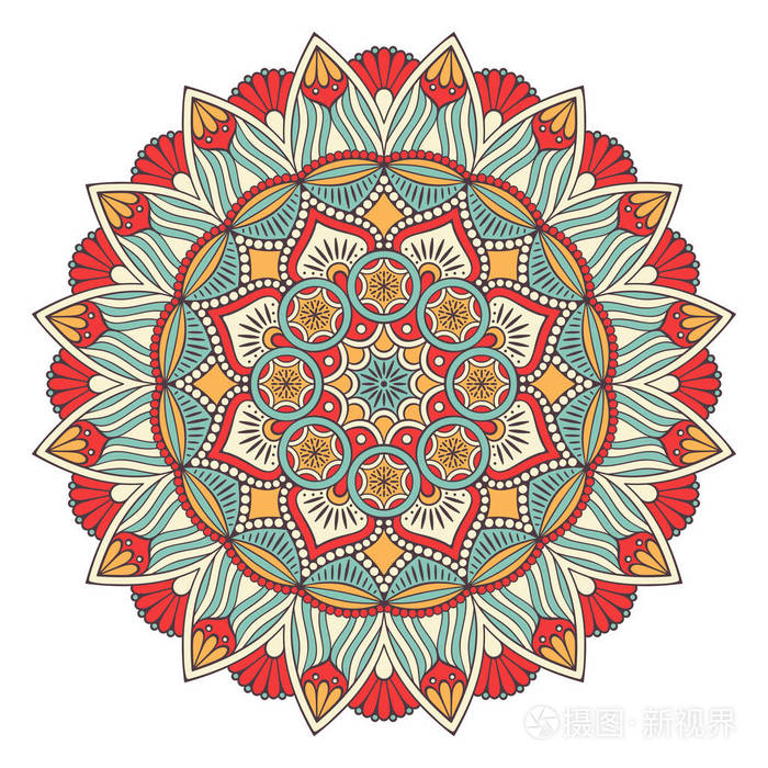 曼陀罗花老式的装饰元素东方模式矢量图伊斯兰教阿拉伯语印度摩洛哥