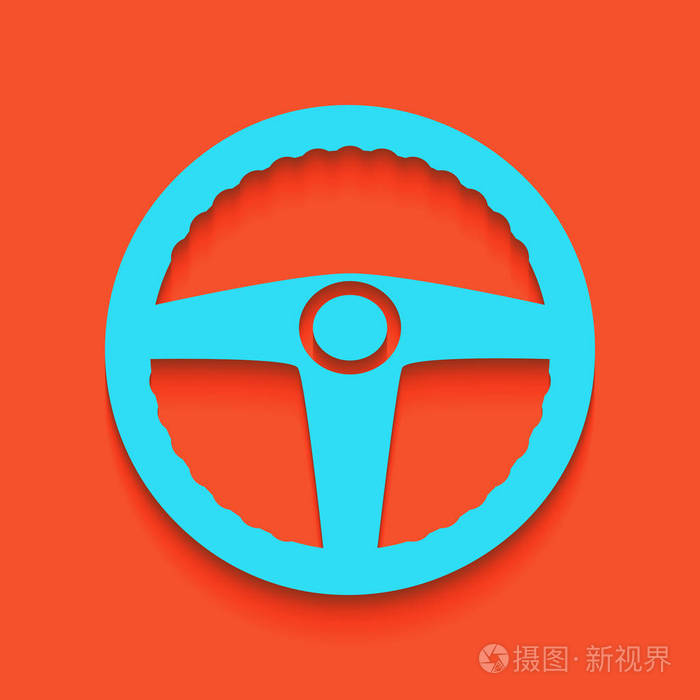 汽车司机标志矢量与软阴影下推杆的火烈鸟背景的蓝色图标