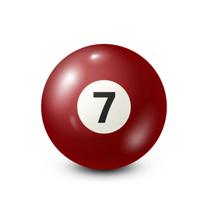 台球，红池球号码 7.Snooker。白色背景。矢量图