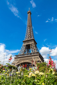 与花在巴黎埃菲尔铁塔