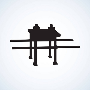 文昌帝君陈设饼的桌子.矢量绘图插画