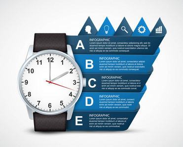 模板设计图表与时钟。可以用于商业展示 信息横幅 可视化的想法 时间轴或 web 设计