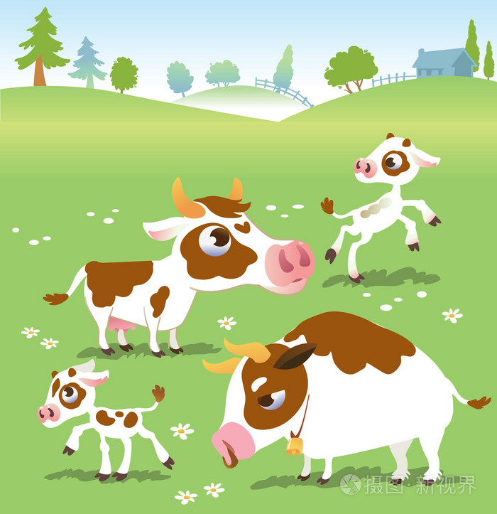 农场动物在矢量集: 奶牛插画-正版商用图片0cklxm-摄图新视界