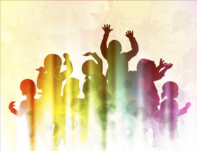 快乐的孩子们一起跳舞照片