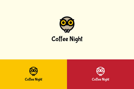 咖啡的夜晚模板咖啡的夜晚猫头鹰字符标志图照片
