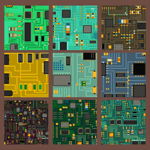 计算机芯片技术处理器电路主板信息系统矢量图