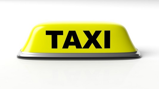 黄色的出租车车顶签署孤立在白色背景