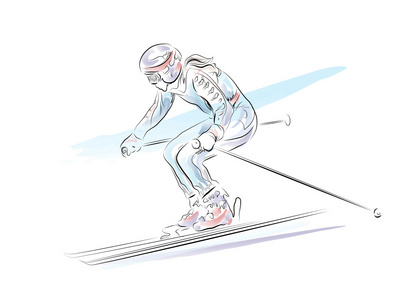 手画的素描的滑雪者的经历