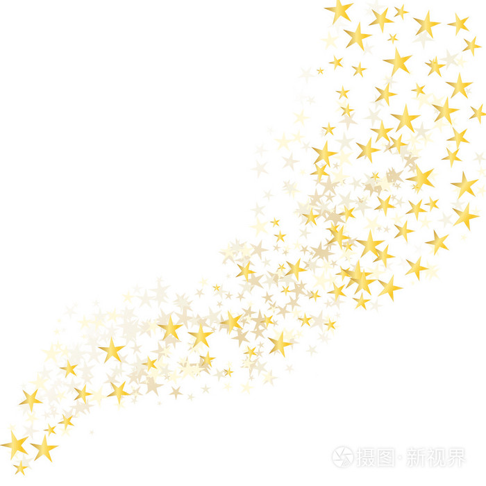 金色的星星流过白色背景