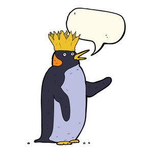 挥舞着气泡的卡通皇帝企鹅图片