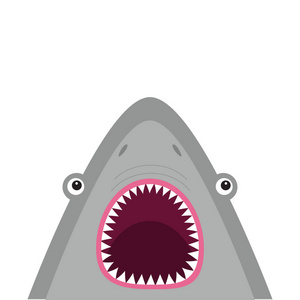 鲨鱼头，张开的嘴和牙齿