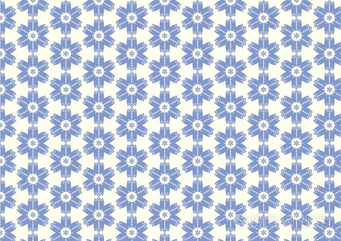 老式的蓝色小花和圆形状图案上柔和的背景