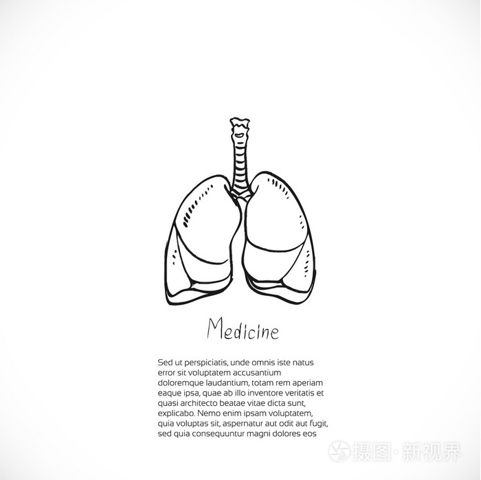 医疗涂鸦背景与肺的横幅或海报